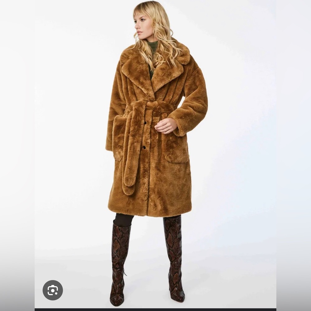 Bernardo faux fur wrap teddy bear trench coat